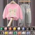 thumbnail image 1 of 4-5 Years Child Toddler Baby Girl Clothes Long Sleeve Letter Print Sweatshirt and Stretch Jogger Pants Newborn Fall Winter Outfit Long Sleeved Sweatshirt Pants Casual Two Piece Set, 1 of 4