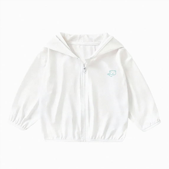 4-5 Years Child Toddlers Baby Sun Jacket Hoodie Long Sleeve Zip Coat For Boys Girls School Sports Jacket White Hoodie