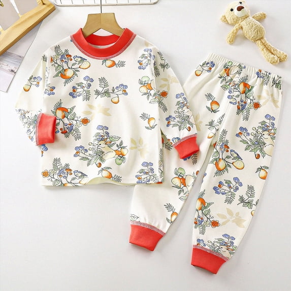 4-5 Years Girls Long Sleeve Pajama Set Toddler Baby Girl Fall Winter Clothes 2T 3T 4T 5T Outfits Long Sleeve Knitted Cotton Tops Pants Clothes Set Toddler Gift,Red