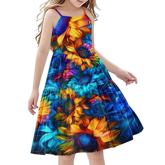 4-5 Years Girls Summer Dress Casual Party Sleeveless Dress Sundress