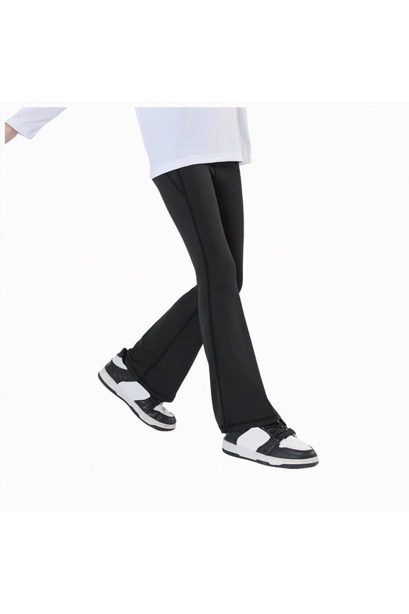4-5 Years Juniors Girls' Casual Active Flare Leggings Kids Dance Workout Yoga Pants Comfy Legging Jogger Trousers for Fall and Winter Black Casual Pants