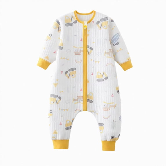 4-5 Years Newborn Baby Spring Fall And Winter Sleeping Bag Boys And Girls Cute Cartoon Jumpsuit Home Clothes Yellow