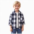 thumbnail image 1 of 4-5 Years Plaid Shirt For Spring And Fall Outerwear Or Layering Shirt For Boys Toddler Casual T Shirts Vacation Top 6-12 Months 12-24 Months 2T 3T 4T 5T 6T 7T Dark Blue T Shirts, 1 of 6