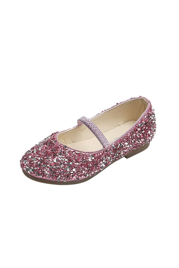 4-5 Years Princess Costumes Flats Shoes for Little Girls,Birthday Party Dress Up Sandals Toddler Shoes Baby Girls Cute Fashion Sequin Non-slip Small Leather Princess Shoes Pink