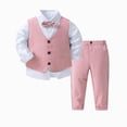 thumbnail image 1 of 4-5 Years Toddler Baby Boys Suit Set 3Pcs Kids Long Sleeve Formal Dress Shirt with Bowtie Vest Pants Suit Tuxedo Wedding Party Outfits 9 12 18 Months 2T 3T 4T 5T 6T Boys Fall Winter Clothes,Blue, 1 of 4