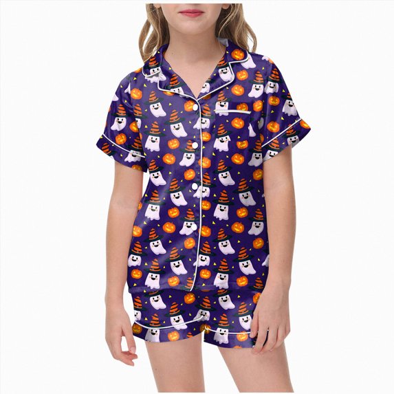 4-5 Years Tween Girl Set Halloween Short Sleeve Shorts Sleep Girls Summer Pjs Girls Matching Pajama Sets