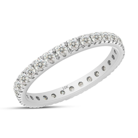 AFFY 0.80CT Round Moissanite Diamond Full Eternity Ring for Women in 10K Solid White Gold-8