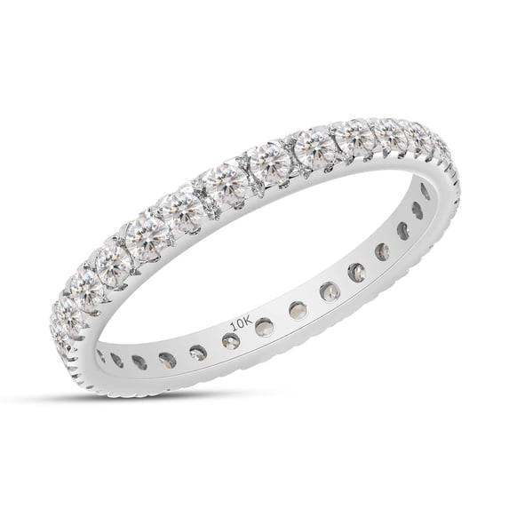 AFFY 0.80CT Round Moissanite Diamond Full Eternity Ring for Women in 10K Solid White Gold-9