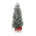 thumbnail image 1 of 4.5 ft Pre-Lit Christmas Tree, Snow Flocked Artificial Xmas Tree with LED Lights & Sleigh Base for Holiday Home Office Party, 1 of 8