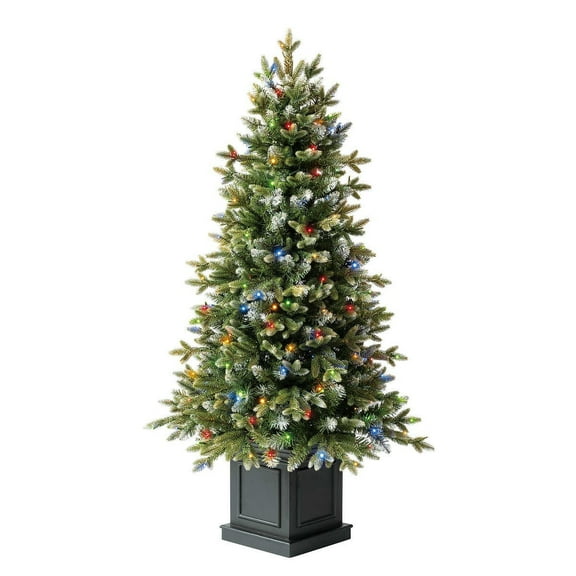 4.5 ft Pre-Lit Potted Aspen Artificial Christmas Tree, Color-Changing