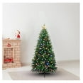 thumbnail image 1 of 4.5 ft Rotating Christmas Tree Pre - lit Christmas Tree with Star Projector 444 Branch Tips 150 Warm Lights and Rotating Base 33 Wide Traditional with Lights Green Xmas, 1 of 9
