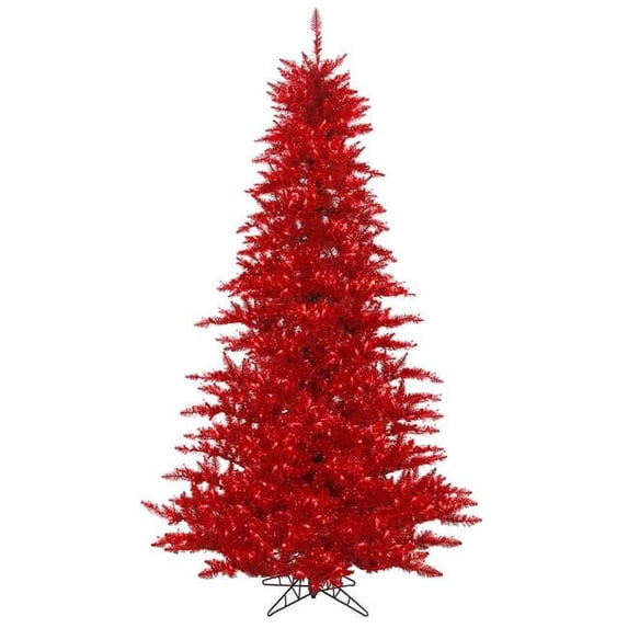 4.5 ft. x 34 in. Tinsel Red Tree with 250 Red Dura LED Light - Red - 4.5 ft. x 34 in.