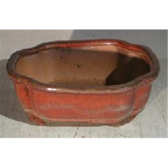 4.5 in. Ceramic Bonsai Pot, Parisian Red - Rectangle