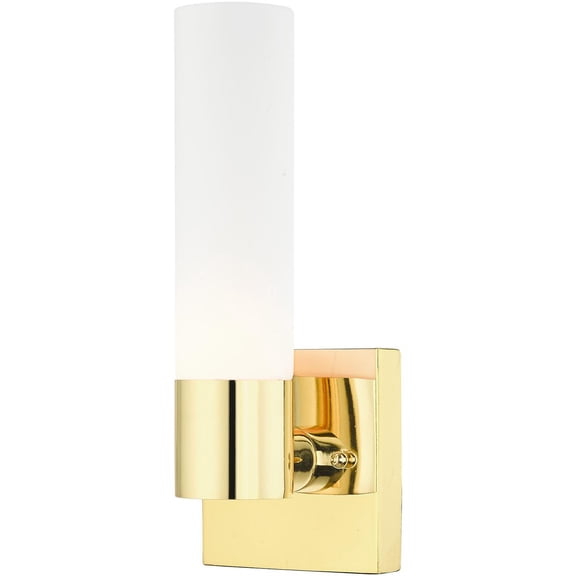 4.5 inch 1 Light Polished Brass ADA Wall Sconce with White Twist Lock Glass Shade
