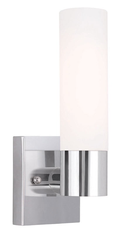 Aero Contemporary Chrome 1-Light Wall Sconce with Etched Opal Glass