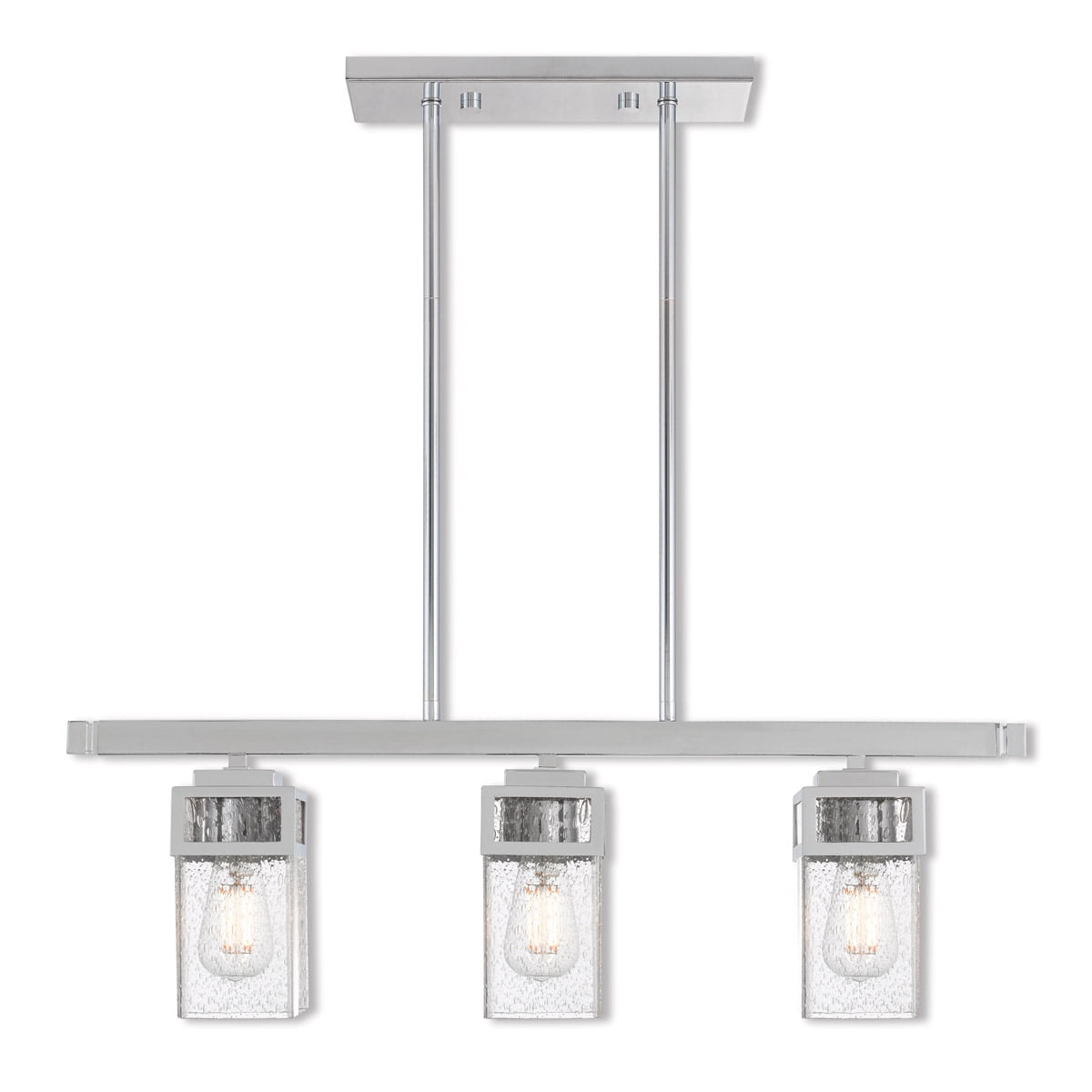 Harding 3-Light Polished Chrome Linear Chandelier with Clear Seeded Glass