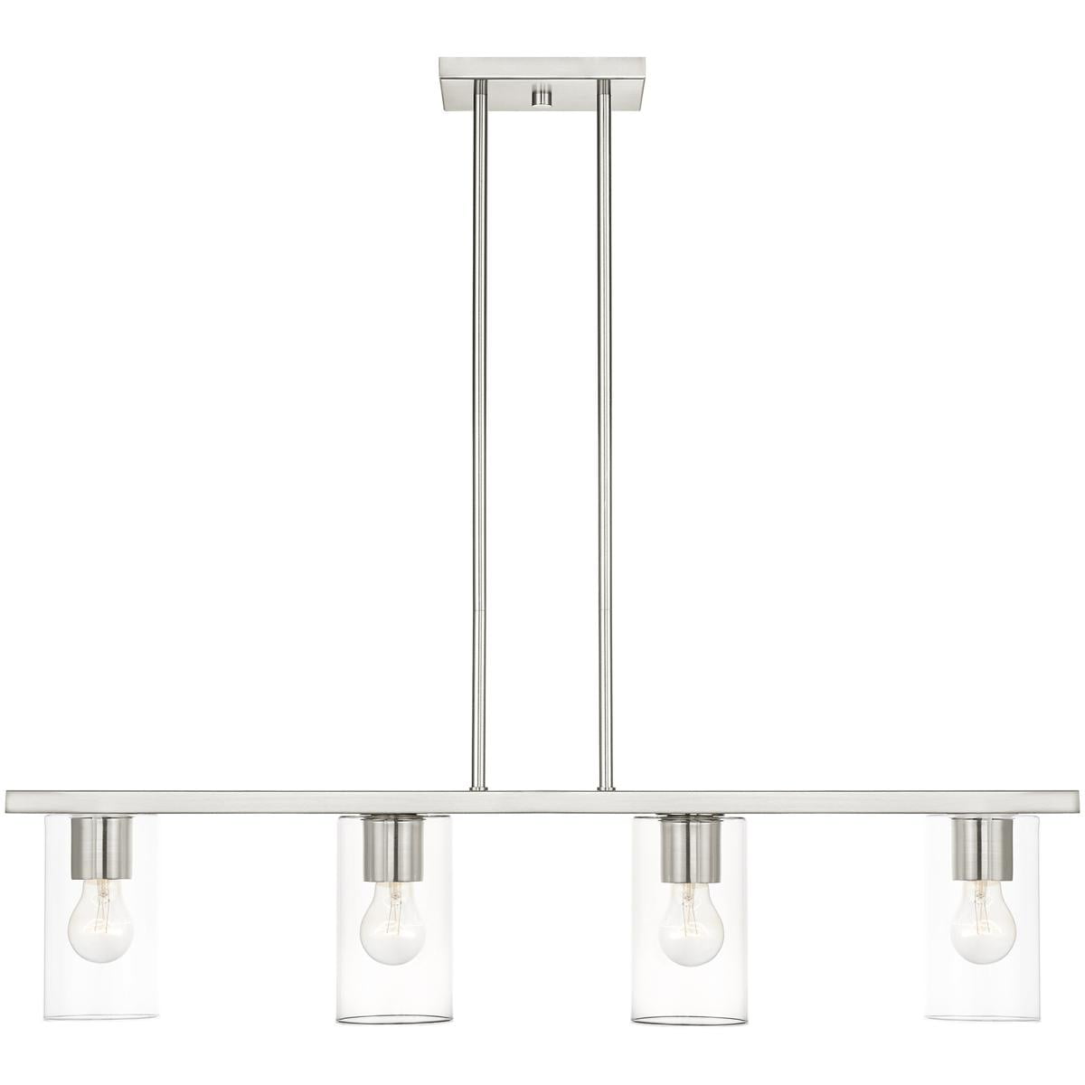 4.5 inch 4 Light Brushed Nickel Chandelier with Clear Glass Shade