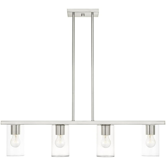 4.5 inch 4 Light Brushed Nickel Chandelier with Clear Glass Shade