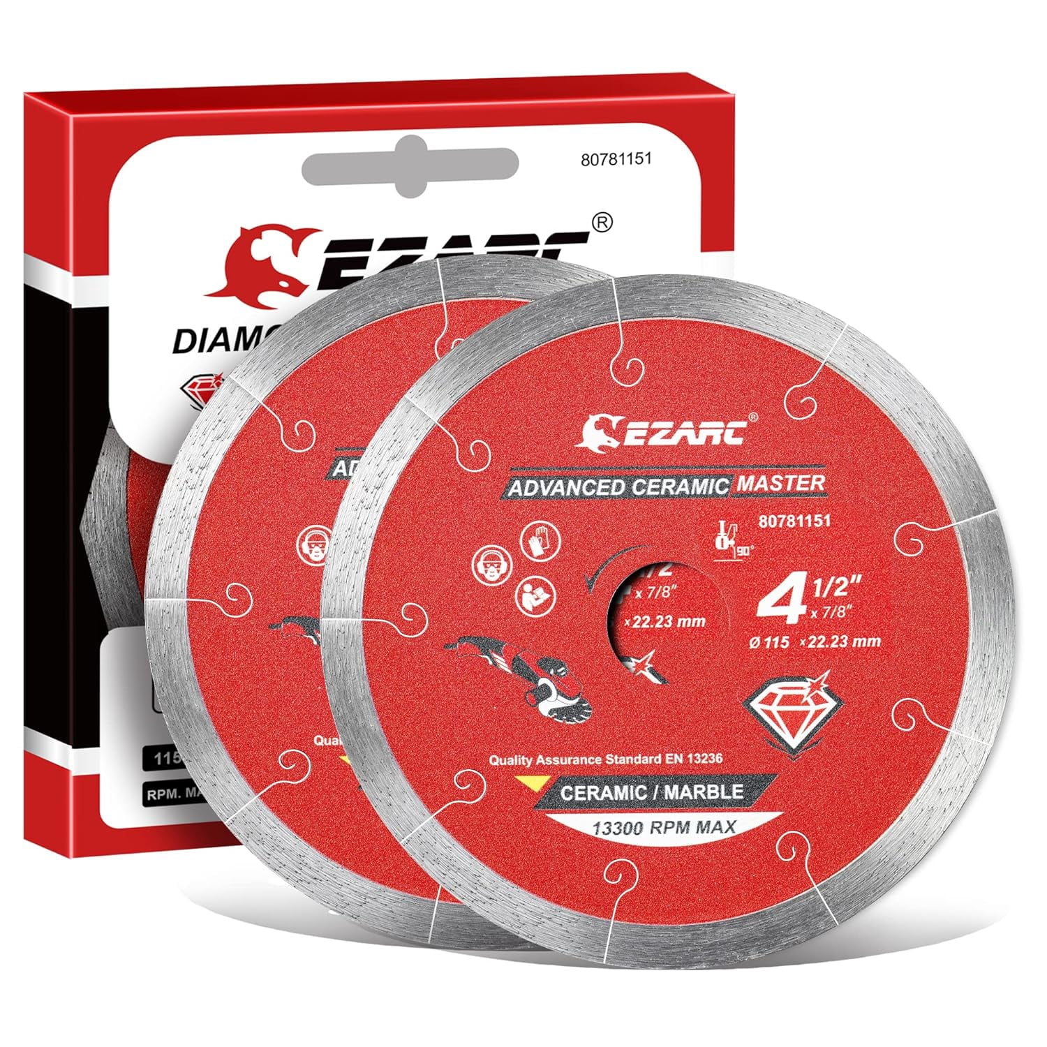 Solidure 2-Pack 4.5 Diamond Tile Blade - Cut & Grind Porcelain, Granite, Marble