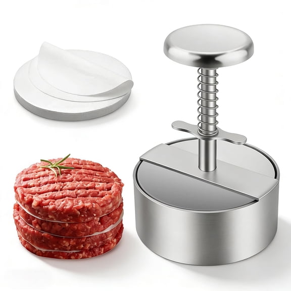 4.5 inch Hamburger Press,Round Burger Maker Press, Adjustable Stainless Steel Burger Patty Press for Kitchen BBQ & Sandwich,Hamburger Patty Press - Send Goods from Local Warehouse