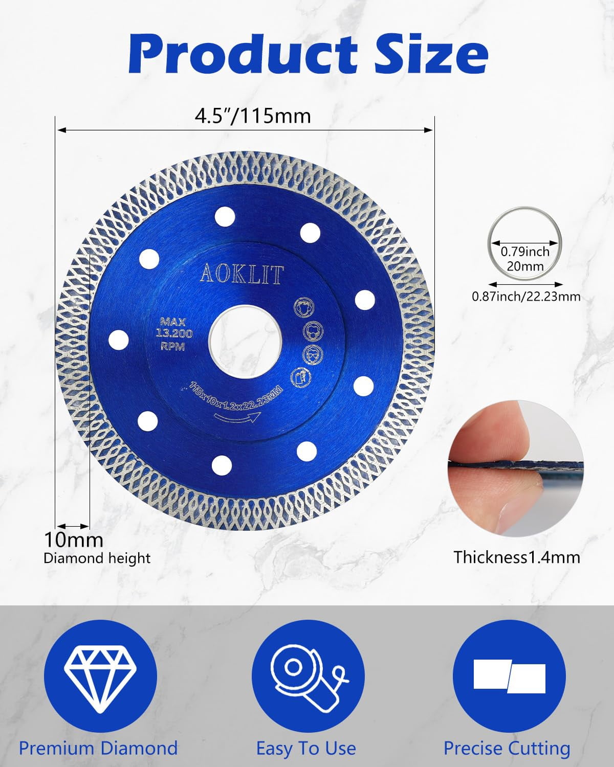 4.5 inch Super Thin Tile Blade, 20 Pcs Diamond Saw Blades, Diamond ...