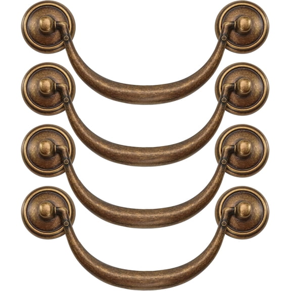 4.5-inch-rod drawer pull retro drawer-Copper style cabinet drawer pull hardware, zinc alloy furniture door swing, 114mm 4 1/2 inch center hole distance with screws (4 pcs)