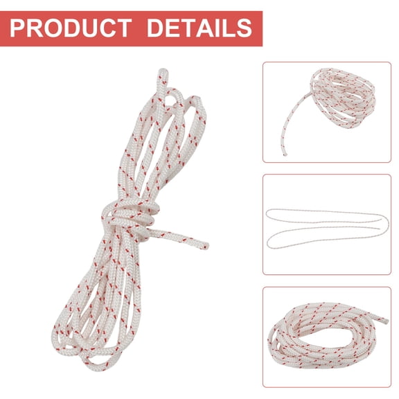 4.5 mm Diameter Pull Start Cord Rope, 2 Meter Length, Heavy-Duty Nylon Starter Rope for Lawn Mowers, Chainsaws, for Leaf Blowers, and for Outdoor Power Equipment
