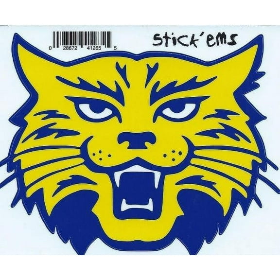 4.5" x 4" Blue Yellow Wildcat Mascot Bumper Sticker Decal Car Stickers Decals