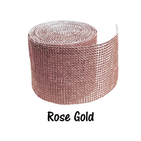 4.5" x 10 yards Rose Gold Diamond Mesh Wrap Roll Rhinestone Crystal Ribbon