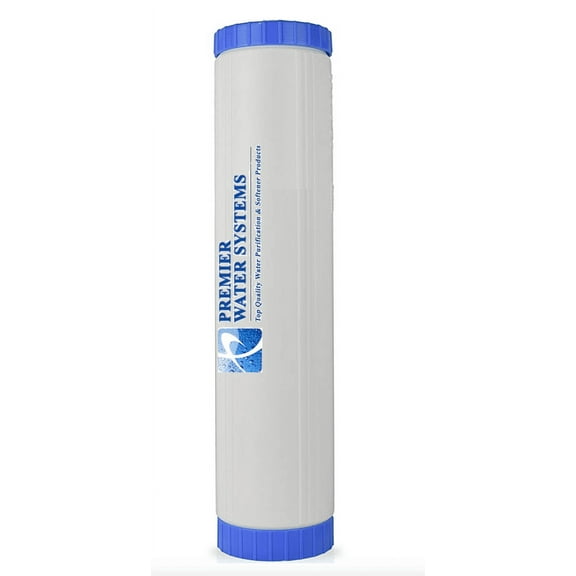 4.5" x 20" Big Blue Refillable Well Water Filter - for Iron, Sulfur and Chlorine Reduction | KDF 85 + KDF 55 + Activated Carbon