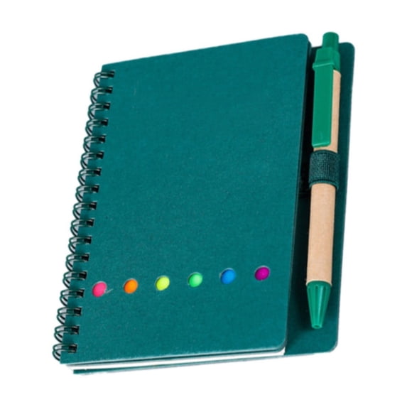4.5 x 5.5 Inch Green Memo Book with Sticky Notes, Pocket Size Notepad with Lined Pages, Small Black Journal for Work Notes and Everyday Carry - Compact Portable Memorandum Book