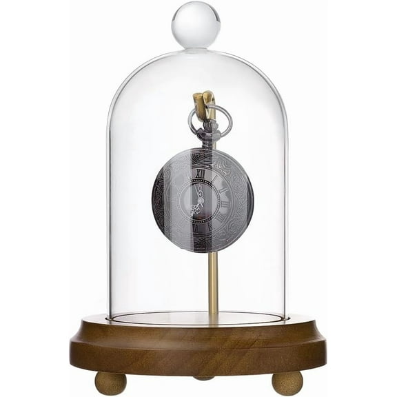 4.5" x 6.6" Glass Display Dome Cloche Clear Bell Jar Centerpiece Display Case Glass Dome Tabletop Centerpiece with Solid Wood Base for DIY Wedding DIY Snow Globes Flowers Plants Home Decor