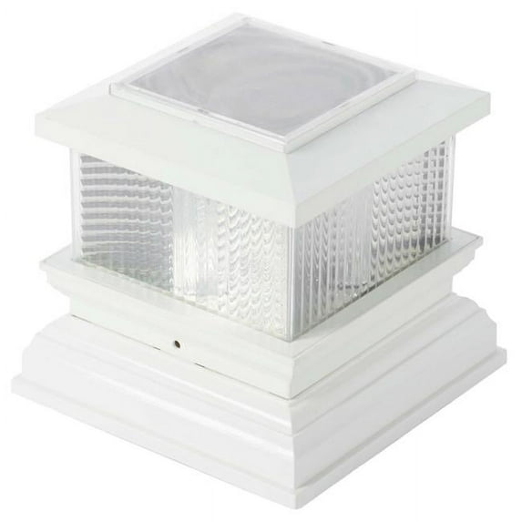 4.5 x 6 x 6 in. Waterproof Outdoor Decorative Garden Solar Powered Post Light Fence Cap, White
