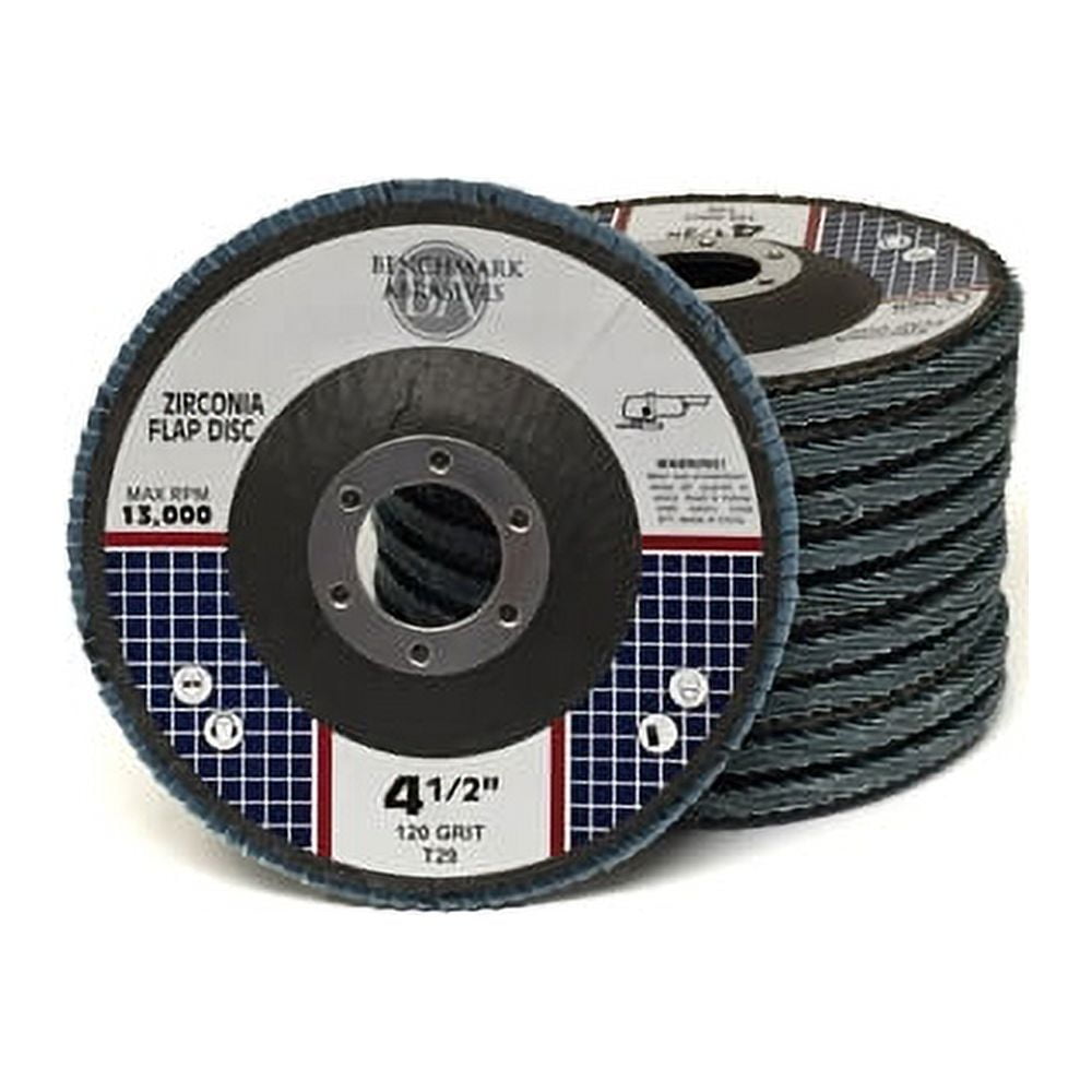 4.5" x 7/8" Premium Zirconia Flap Disc Grinding Wheel 120 Grit Type 29 - 10 Pack
