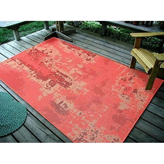 4'5"x7' Vintage Faded Design, Sunset Indoor & Outdoor Rug-1126