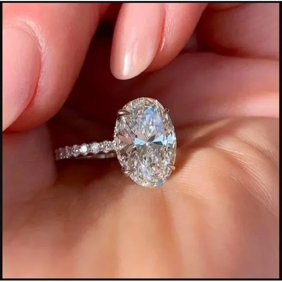 4.50 Ct Oval Cut Moissanite Engagement Ring 14k White Gold Plated