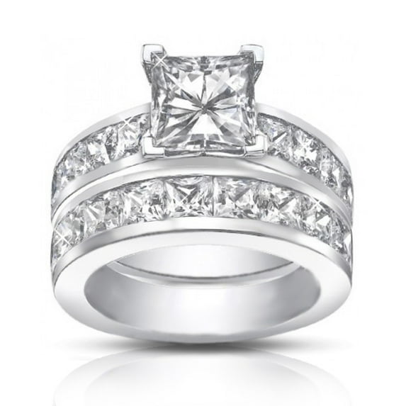 4.50 Ct Princess Cut Diamond Engagement Ring Set In Channel Setting