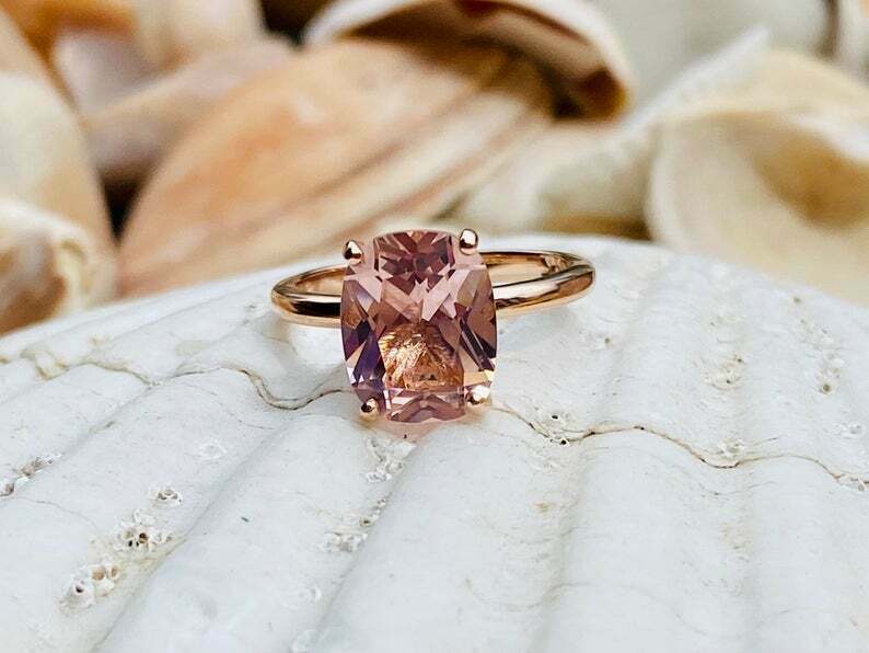 ARENAGEMSJEWELLERY 4.50 ct Morganite Engagement Ring 925 Sterling Silver Gift Ring For Her