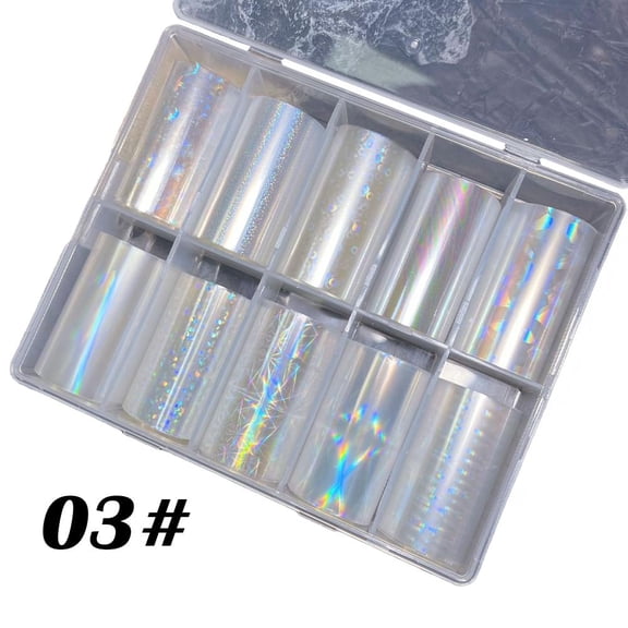 4×50cm Clear Aurora Laser Nail Transfer Foil, Holographic Starry Sky Mirror Cold Transfer Nail Art Stickers Decals