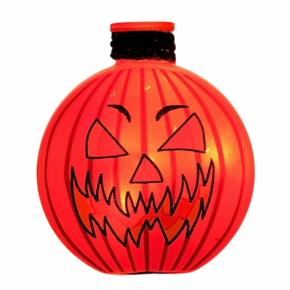 Stony Creek 4.50In Halloween Pre-Lit Round Jar, Glass, Jack-O-Lantern Hsh2217 Stripes