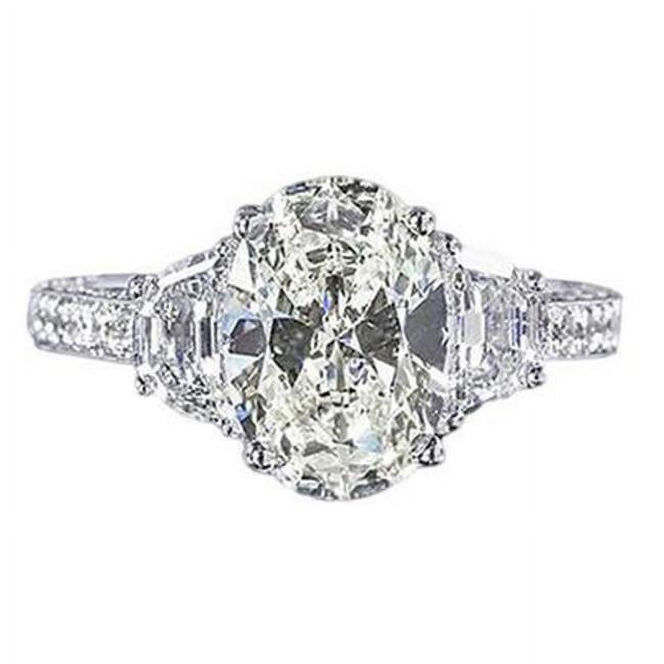4.51 CT Oval Diamond Three Stone Style Engagement Ring, White Gold ...