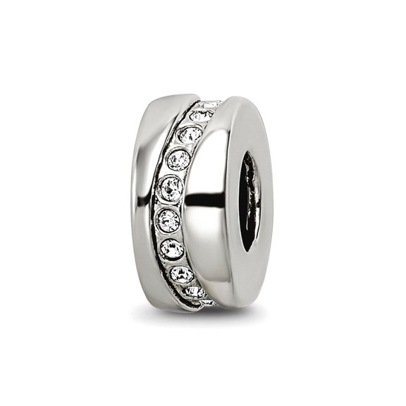 4.55mm 925 Sterling Silver Polished Reflections Crystal Meandering Bead Charm Pendant Necklace for Women