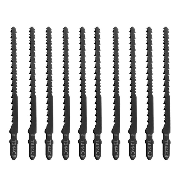 4.56 Inch Jigsaw Blades for Wood, Metal, Plastic - Double-Sided T-Shank Cutter Set (10-Pack)