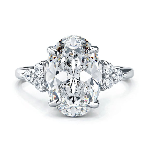 4.5CT Oval Moissanite Ring for Women D Color VVS1 Clarity Moissanite Engagement Ring 4-Prong 925 Sterling Silver Diamond Wedding Rings for Women Size 5-9