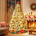 thumbnail image 1 of 4.5FT/6FT/7.5FT/9Ft Artificial Christmas Tree with Warm White Lights, Realistic Flocked Material,Festive Christmas Tree with Metal Hinges and Foldable Base, for Family Gatherings Decoration, 1 of 7