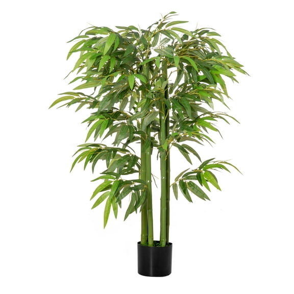 4.5FT Artificial Bamboo Tree, Faux Plant in Pot for Indoor Outdoor Decor Green + Plastic