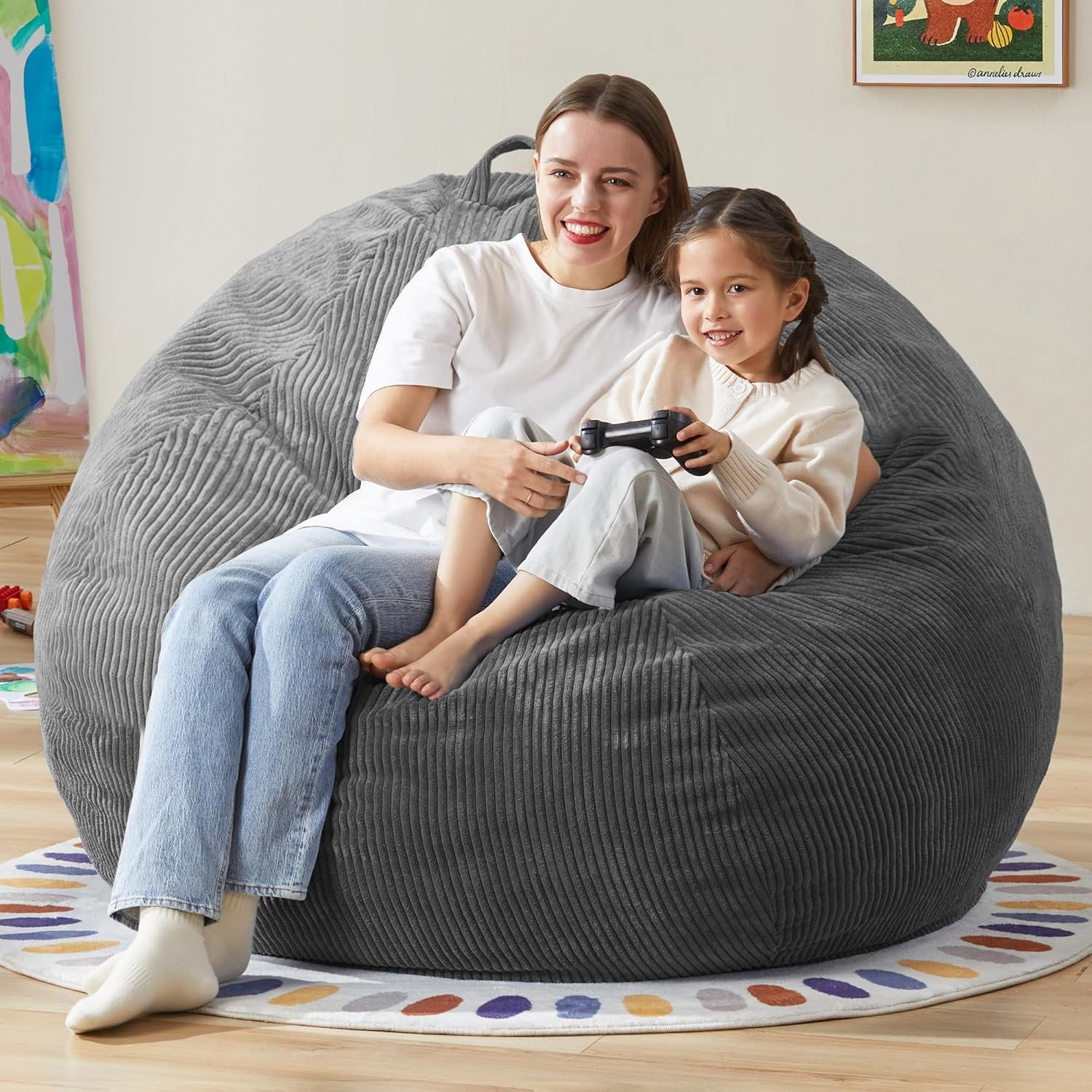 4.5FT Bean Bag Chair Giant Bean Bag Chair with Filler Included Adult ...