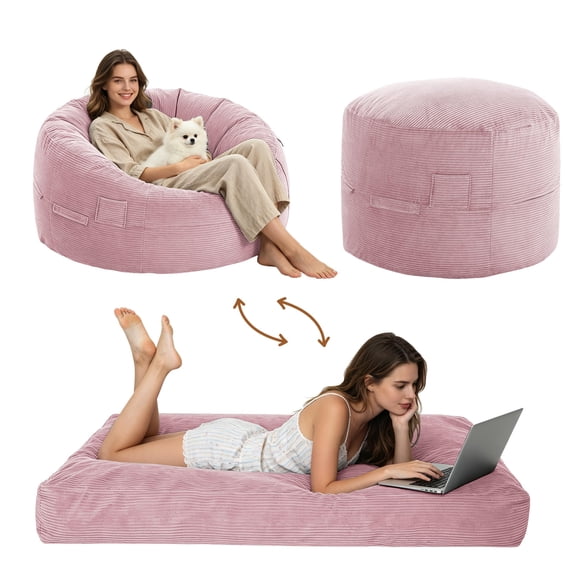 4/5FT Giant Convertible Bean Bag Chair Bed – Memory Foam Lazy Sofa