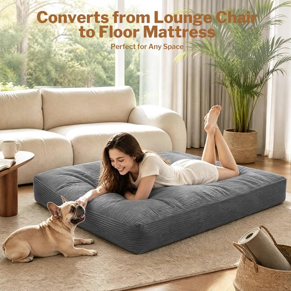 4/5FT Giant Convertible Bean Bag Chair Bed – Memory Foam Lazy Sofa