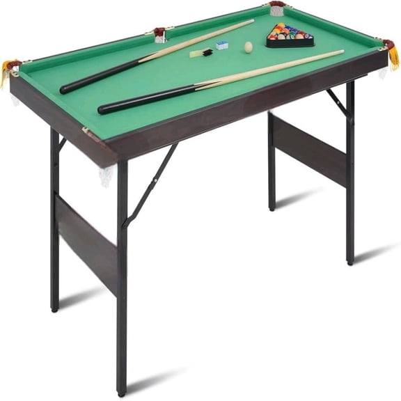 4.5Ft Foldable Pool Table, 54" Portable Folding Billiard Table for Kids and Adults, Indoor Pool Arcade Game Table with 2 Cues, 16 Balls, Triangle, 2 Chalks for Family Game Rooms (Green)